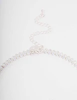 Silver Cubic Zirconia Marquise Drop Necklace