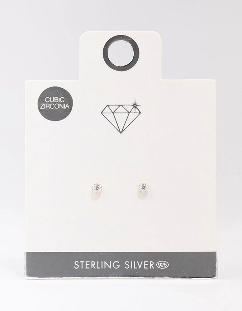 Sterling Silver Encased Round Stud Earrings