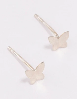 Sterling Silver Solid Butterfly Stud Earrings