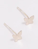 Sterling Silver Solid Butterfly Stud Earrings