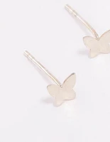 Sterling Silver Solid Butterfly Stud Earrings