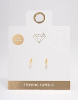 Gold Plated Sterling Silver Pear Cubic Zirconia Drop Earrings