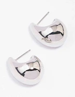 Rhodium Mini Teardrop Huggie Earrings