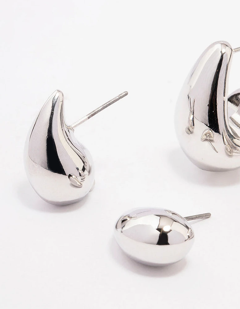 Silver Teardrop Shaped Earring Pack