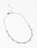 Rhodium Heart & Diamante Necklace