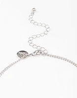 Rhodium Heart & Diamante Necklace