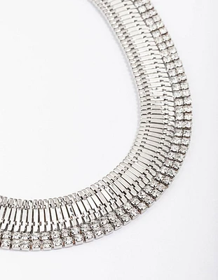 Silver Diamante Statement Necklace