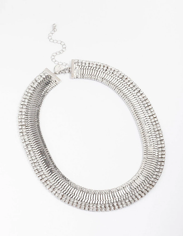 Rhodium Diamante Statement Necklace