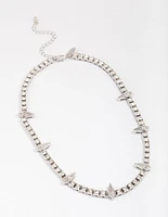 Rhodium Spark Short Necklace