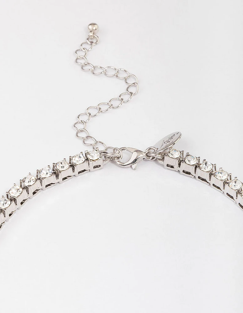 Rhodium Spark Short Necklace