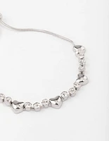 Rhodium Heart & Diamante Bracelet