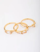 Gold Plated Butterfly Stacking Ring 3-Pack