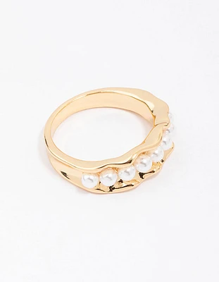 Gold Plated Textured Ribbon Band Ring