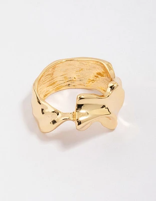 Gold Plated Molten Texture Band Ring