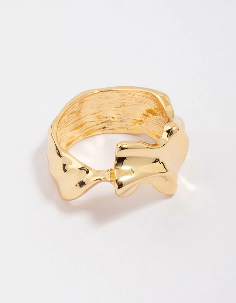 Gold Plated Molten Texture Band Ring