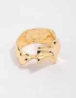 Gold Plated Molten Texture Band Ring