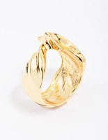 Gold Plated Molten Texture Band Ring