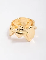 Gold Plated Molten Texture Band Ring