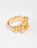 Gold Plated Melted Metal Band Ring