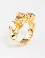 Gold Plated Melted Metal Band Ring