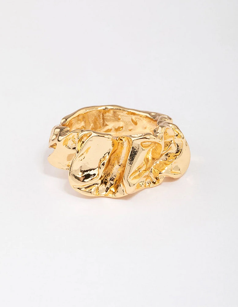 Gold Plated Melted Metal Band Ring