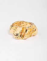 Gold Plated Melted Metal Band Ring