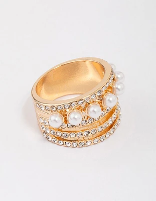 Gold Layered Pearl Band Ring