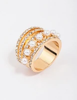 Gold Layered Pearl Band Ring