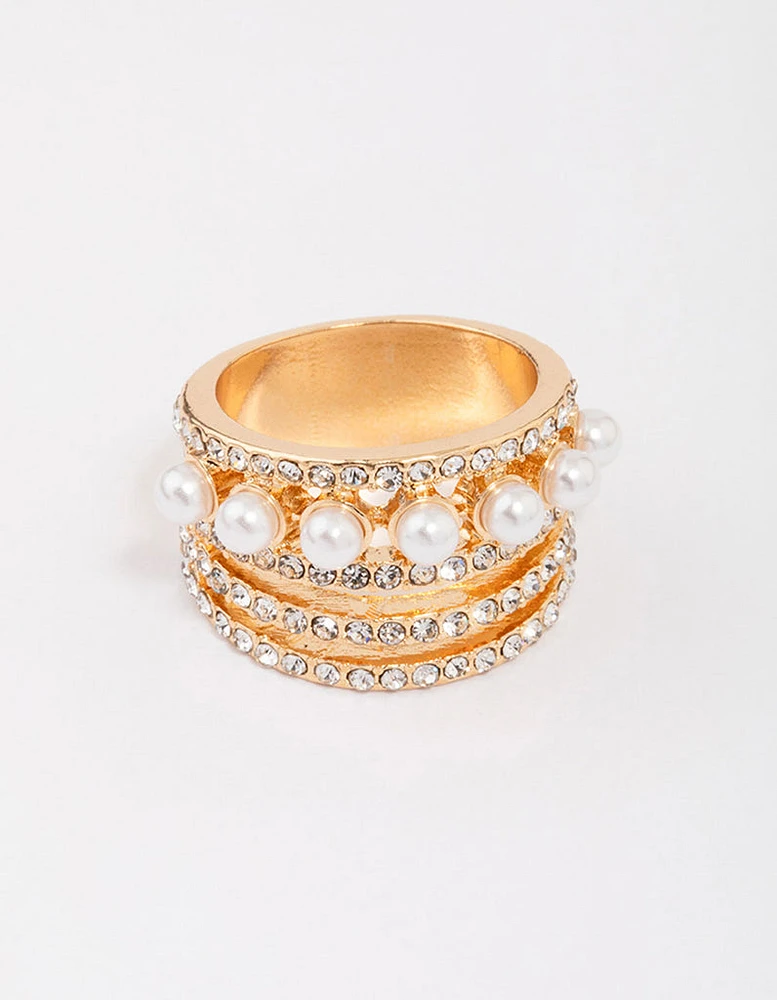 Gold Layered Pearl Band Ring