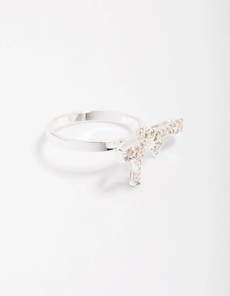 Silver Cubic Zirconia Bow Ring