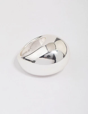 Silver Plated Smooth Round Dome Ring