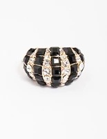 Gold & Black Stripe Bling Ring
