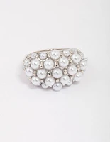 Silver Dome Pearl Cocktail Ring