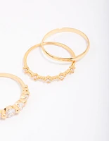 Gold Plated Dainty Cubic Zirconia Stacking Ring 5-Pack