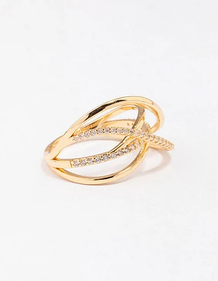 Gold Plated Thin Wrapped Cubic Zirconia Ring