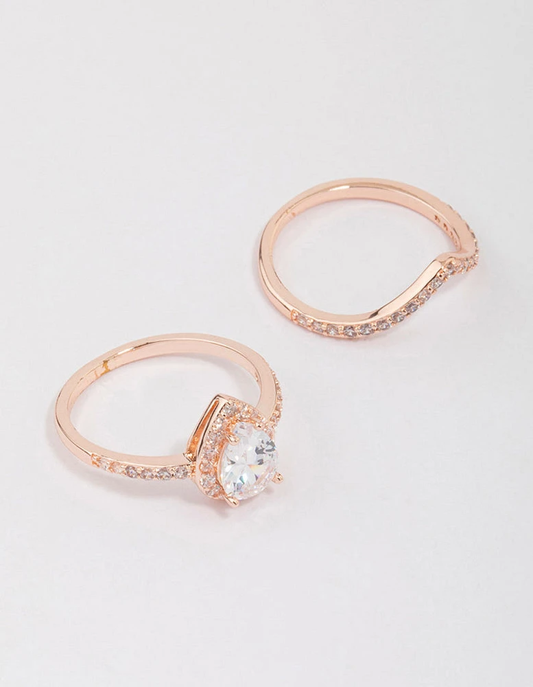 Rose Gold Crowned Pear Diamond Ring