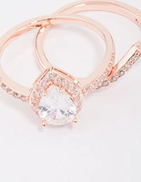 Rose Gold Crowned Pear Diamond Ring
