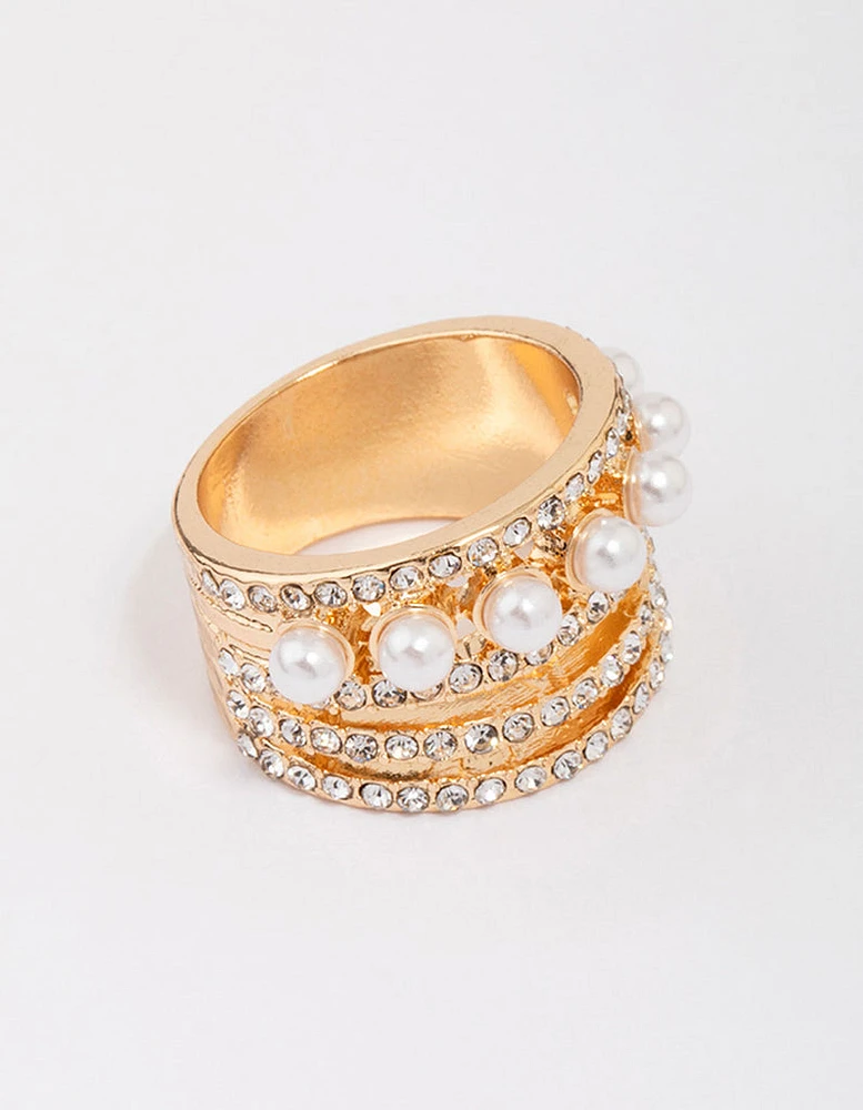 Gold Layered Pearl Band Ring