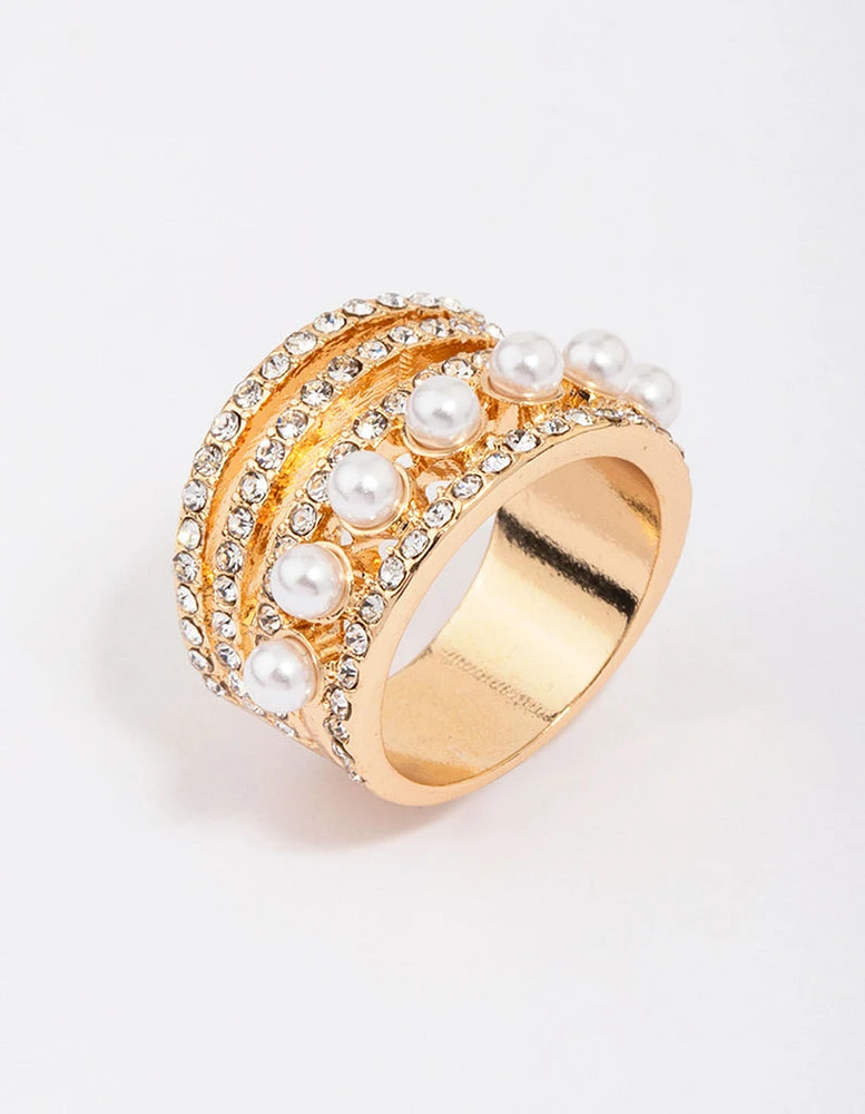 Gold Layered Pearl Band Ring