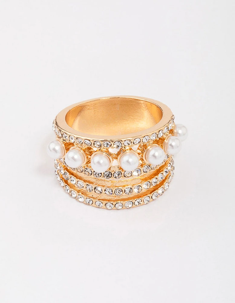 Gold Layered Pearl Band Ring