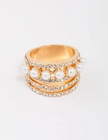 Gold Layered Pearl Band Ring