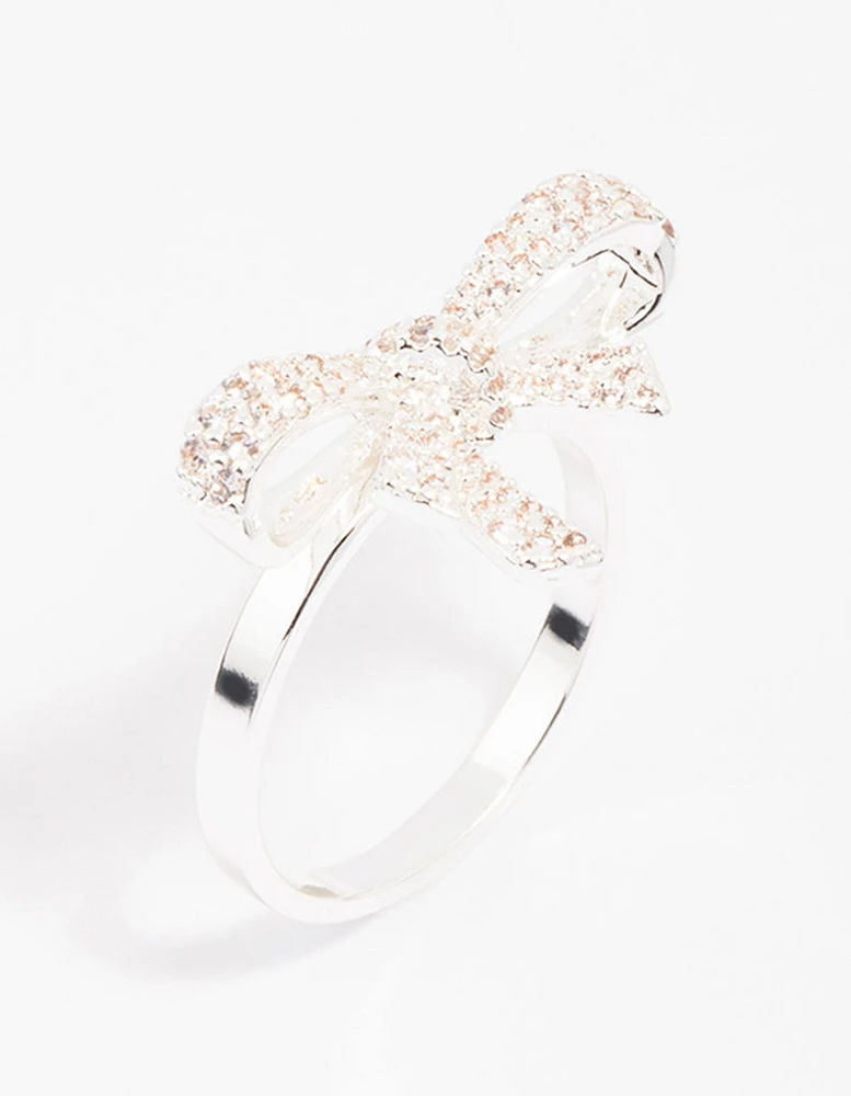 Silver Cubic Zirconia Bow Ring