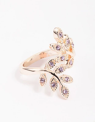 Rose Gold Floral Leaf Wrap Ring