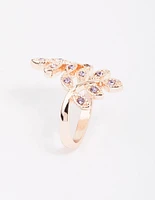 Rose Gold Floral Leaf Wrap Ring