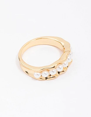 Gold Plated Textured Ribbon Band Ring
