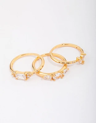 Gold Plated Butterfly Stacking Ring 3-Pack