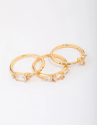 Gold Plated Butterfly Stacking Ring 3-Pack