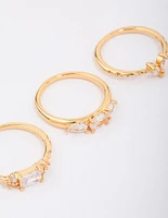 Gold Plated Butterfly Stacking Ring 3-Pack