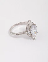 Rhodium Shining Star Cubic Zirconia Ring