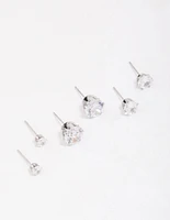 Stainless Steel Graduating Cubic Zirconia Earring 3-Pack